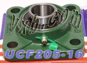 1 Bearing UCF-205-16 + Square Flanged Cast Housing Mounted Bearings - VXB Ball Bearings