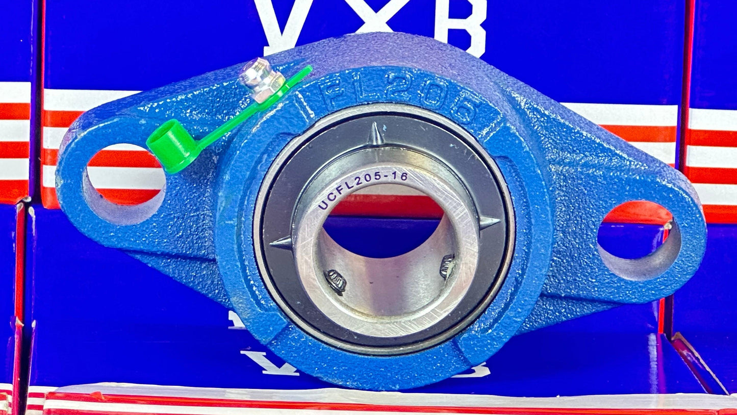 1 Bearing UCFL205-16 + 2 Bolts Flanged Cast Housing Mounted Bearings - VXB Ball Bearings