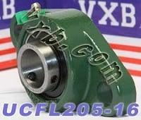 1 Bearing UCFL205-16 + 2 Bolts Flanged Cast Housing Mounted Bearings - VXB Ball Bearings