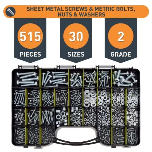 1,000 Piece Hardware Assortment Kit with Screws, Nuts, Bolts & Washers (Double Sided case) - VXB Ball Bearings