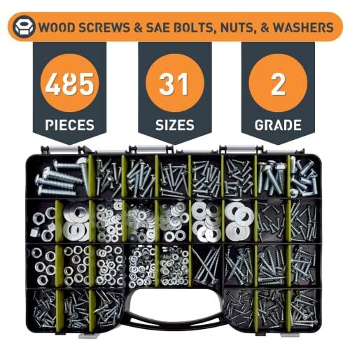 1,000 Piece Hardware Assortment Kit with Screws, Nuts, Bolts & Washers (Double Sided case) - VXB Ball Bearings