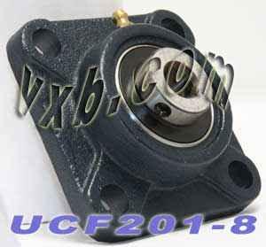 1/2 Bearing UCF-201-8 + Square Flanged Cast Housing Mounted Bearings - VXB Ball Bearings