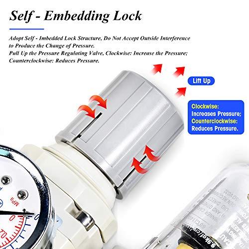 1/2 Inch NPT White Air Filter Pressure Regulator Combo Piggyback, Air Tool Compressor Filter with Gauge AW4000-04 - VXB Ball Bearings