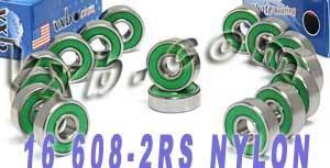 16 inline Skate Bearing Nylon Cage Sealed - VXB Ball Bearings