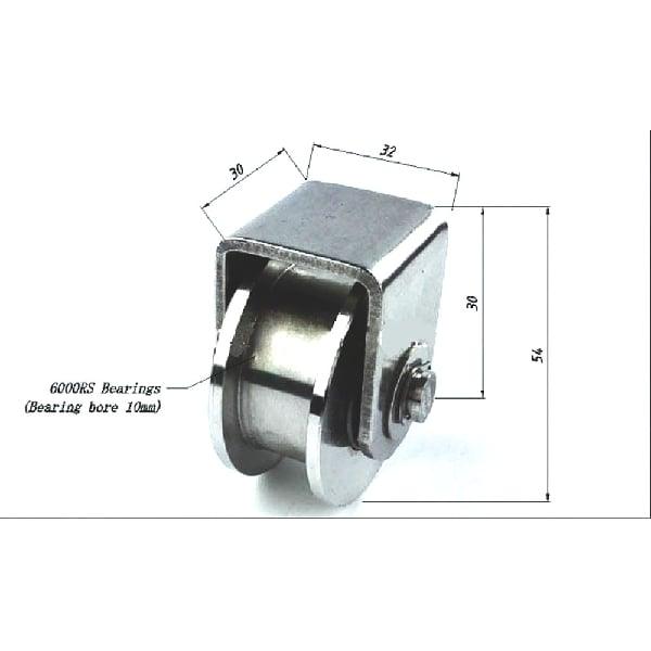 2" Inch 304 Stainless Steel H-Shape Sliding Door Roller - VXB Ball Bearings