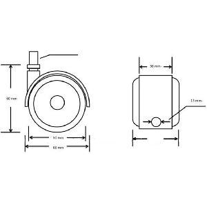 2" Inch Twin Wheels PU Plastic Swivel Caster with 10.9mm Dia. Threaded Stem - VXB Ball Bearings