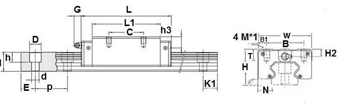 20mm 30 Rail Guideway System Square Slide Unit Linear Motion - VXB Ball Bearings