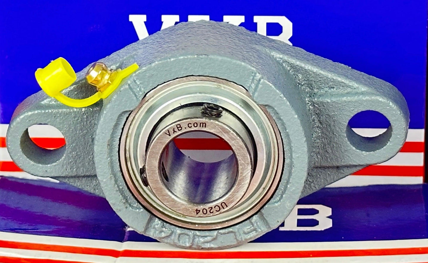 20mm Bearing UCFL204 + 2 Bolts Flanged Cast Housing Mounted Bearings - VXB Ball Bearings