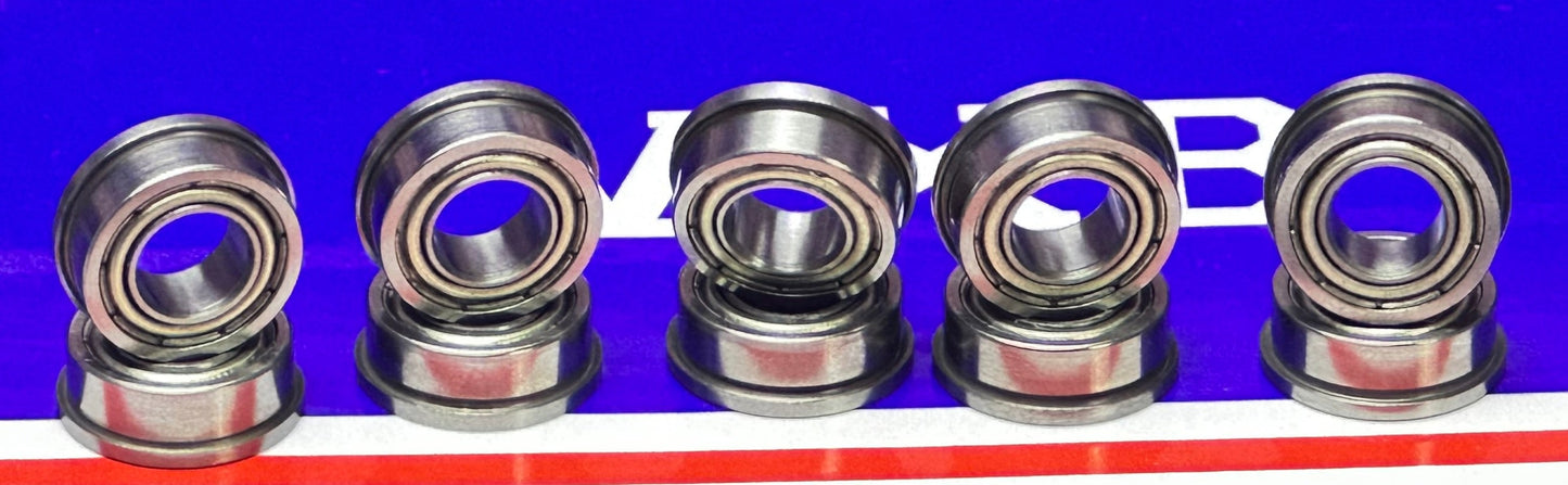 10 Flanged Shielded Bearing FR188ZZ 1/4x1/2x3/16 inch Bearings