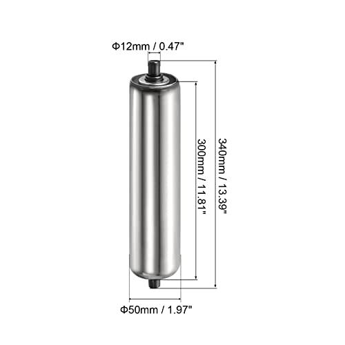 Gravity Conveyor Roller 2" Diameter 12" inch Long Stainless Steel - VXB Ball Bearings