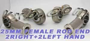 4 Female Rod End 25mm PHS25 2 Right Hand and 2 Left Hand Bearing - VXB Ball Bearings