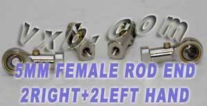 4 Female Rod End 5mm PHS5 2 Right Hand and 2 Left Hand Bearing - VXB Ball Bearings