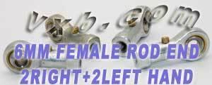 4 Female Rod End 6mm PHS6 2 Right Hand and 2 Left Hand Bearing - VXB Ball Bearings