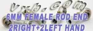 4 Female Rod End 6mm PHS6 2 Right Hand and 2 Left Hand Bearing - VXB Ball Bearings