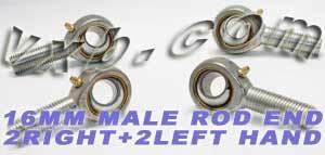 4 Male Rod End 16mm POS16 2 Right Hand 2 Left Hand Bearing - VXB Ball Bearings