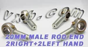 4 Male Rod End 20mm POS20 2 Right and 2 Left Hand Bearing - VXB Ball Bearings