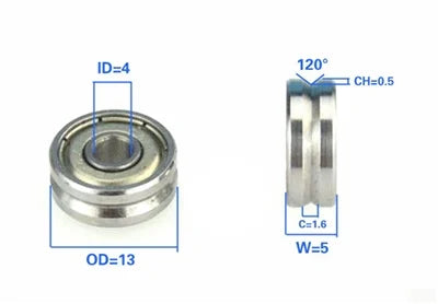 4mm Bore Bearing with 13mm Pulley V Groove Track Roller Bearing 4x13x5mm - VXB Ball Bearings