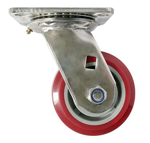 5" Inch Caster Wheel 507 pounds Swivel Stainless steel fork and Polyurethane Top Plate - VXB Ball Bearings