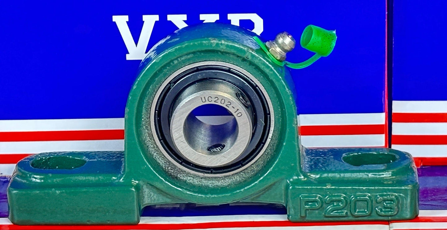 5/8 Bearing UCP202-10 + Pillow Block Cast Housing Mounted Bearings - VXB Ball Bearings