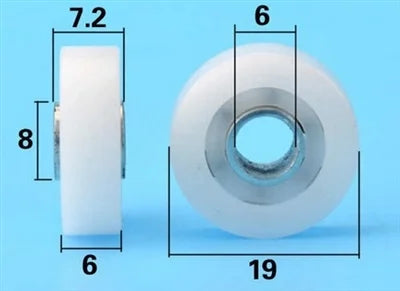 6mm Bore Bearing with 19mm White Plastic Square Tire 6x19x6mm - VXB Ball Bearings