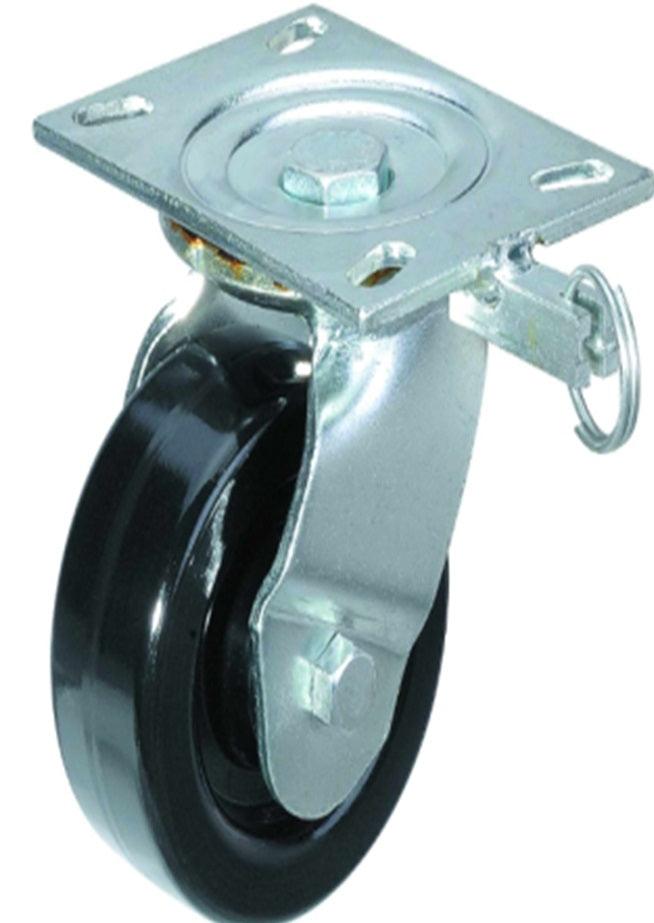 8" Inch Caster Wheel 1102 pounds Swivel and Center Brake Phenolic and 0-180ºC Top Plate - VXB Ball Bearings