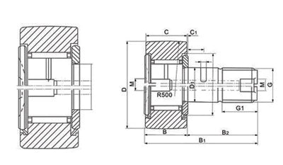 CF16 35mm Cam Follower Needle Roller Bearing - VXB Ball Bearings