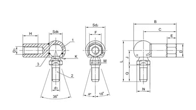 CS14 14mm L-Shape Ball Joint Rod End Bearing - VXB Ball Bearings