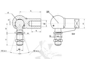 CS19 19mm L-Shape Ball Joint Rod End Bearing - VXB Ball Bearings