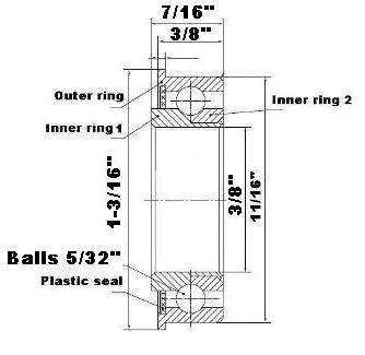 F1234 Unground Flanged Full Complement Bearing 3/8x1 1/16x7/16 Inch - VXB Ball Bearings