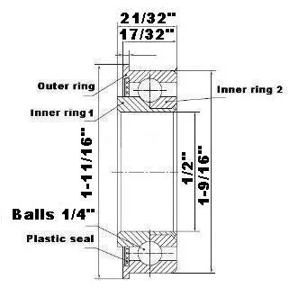 F1650 Unground Flanged Full Complement Bearing 1/2x1 9/16x21/32inch - VXB Ball Bearings