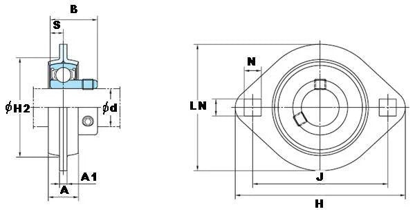 FYH Bearing SBPFL205 25mm Stamped oval 2 bolt Flanged Mounted Bearings - VXB Ball Bearings