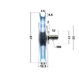 M8 Bore Bearing with 67mm Steel Wire Rope Cable Track Pulley M8x67x8.5mm - VXB Ball Bearings