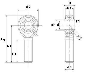 Male Rod End 3/8 POSB6 Right Hand Bearing - VXB Ball Bearings