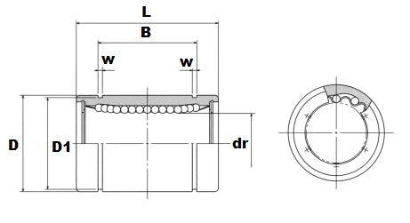 NB SMS6G-P 6mm Slide Bush Ball Miniature Linear Motion Bearings - VXB Ball Bearings
