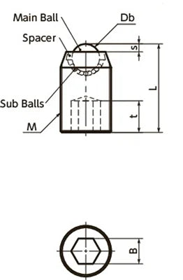 NBK Made in Japan BRUSS-12-P Set Screw Type Ball Transfer Unit for Upward Facing Applications - VXB Ball Bearings