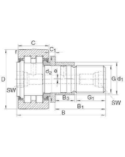 PWKRE35-2RS 35mm Cam Follower Stud type track roller Bearing - VXB Ball Bearings