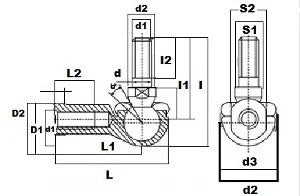 SQ12RS L-Ball Rod Ends 12mm Bore - VXB Ball Bearings