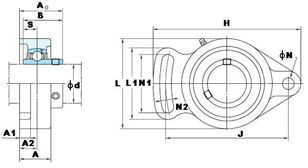 UCFA202-10 FYH Adjustable oval 2 bolt Flanged Bearing 5/8Mounted - VXB Ball Bearings