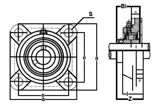 1 1/4 Bearing UCF207-20 + Square Flanged Housing Mounted Bearings - VXB Ball Bearings