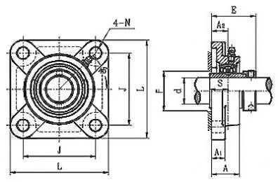 1 7/8" Bearing HCF210-30 Square Flanged Housing Mounted Bearing with Eccentric Collar - VXB Ball Bearings