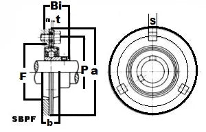 1"inch Bore Mounted Bearing SBPF205-16 + Pressed Steel 3-Bolt Flanged Housing - VXB Ball Bearings