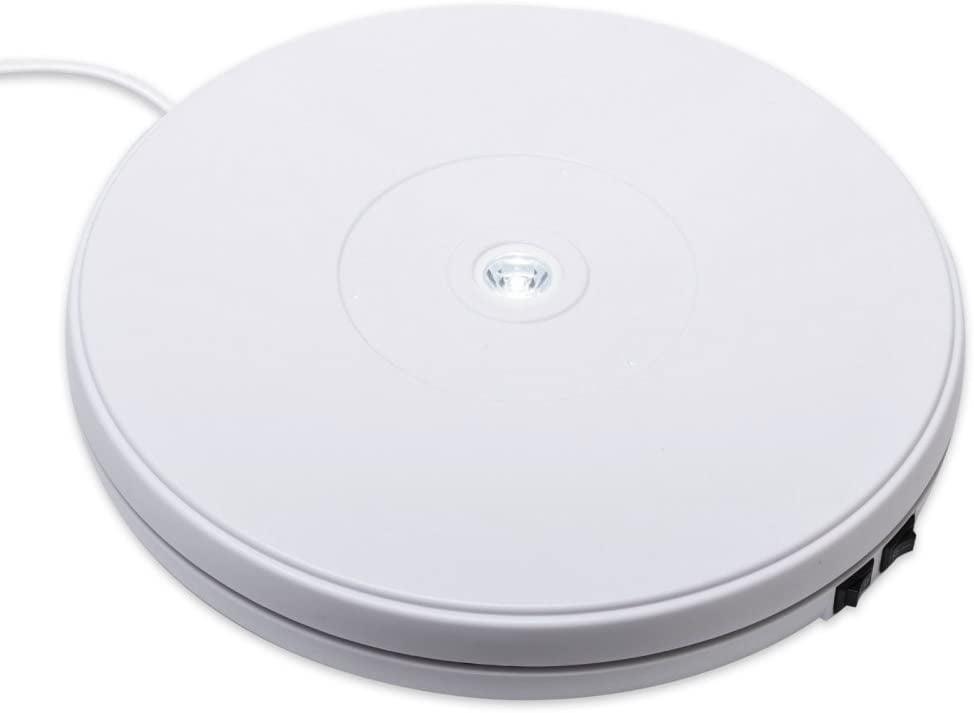 10 Inches Electric Turntable Motorized Rotating Display Stand 20Lb max Loading White - VXB Ball Bearings