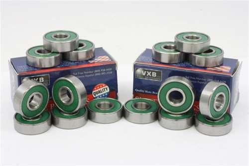 100 skateboard/inline Skate/Fidget Sealed Bearing Green Seals - VXB Ball Bearings