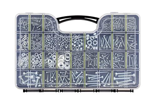 1,000 Piece Hardware Assortment Kit with Screws, Nuts, Bolts & Washers (Double Sided case) - VXB Ball Bearings