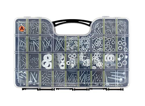 1,000 Piece Hardware Assortment Kit with Screws, Nuts, Bolts & Washers (Double Sided case) - VXB Ball Bearings