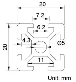 100mm Long 2020 Aluminum Profile Extension Connector Bracket Fastener M5 Screw - VXB Ball Bearings