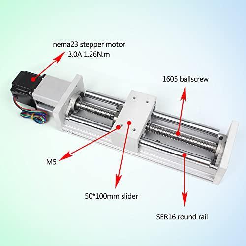 100mm Stroke CNC Linear Stage Motion Actuator, Double Optical Axis X Y Z Axis Linear Slide Rail Aluminum Alloy Cross Sliding Table SBR16 Linear Rail Guide SFU1605 Ballscrew for CNC - VXB Ball Bearings