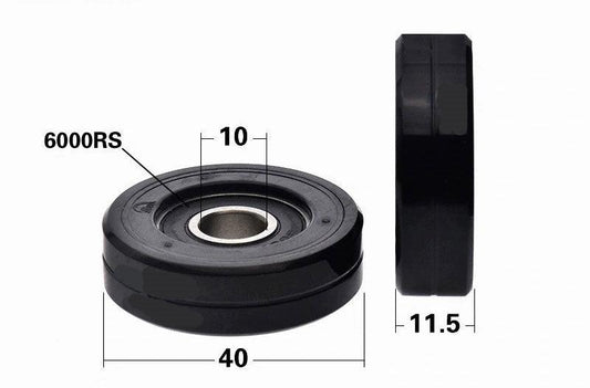 10x40x11.5mm Polyurethane Pulley Wheel Roller Bearing √¢‚Ç¨‚Äπwith Black Tire 40mm Soft Low Noise - VXB Ball Bearings