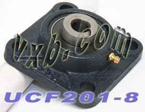 1/2 Bearing UCF-201-8 + Square Flanged Cast Housing Mounted Bearings - VXB Ball Bearings