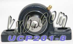 1/2 Bearing UCP201-8 + Pillow Block Cast Housing Mounted Bearings - VXB Ball Bearings